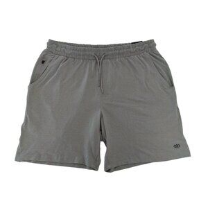 Leg3nd Mens Gray Athletic Training Shorts With Elastic Waistband & Drawstring L.